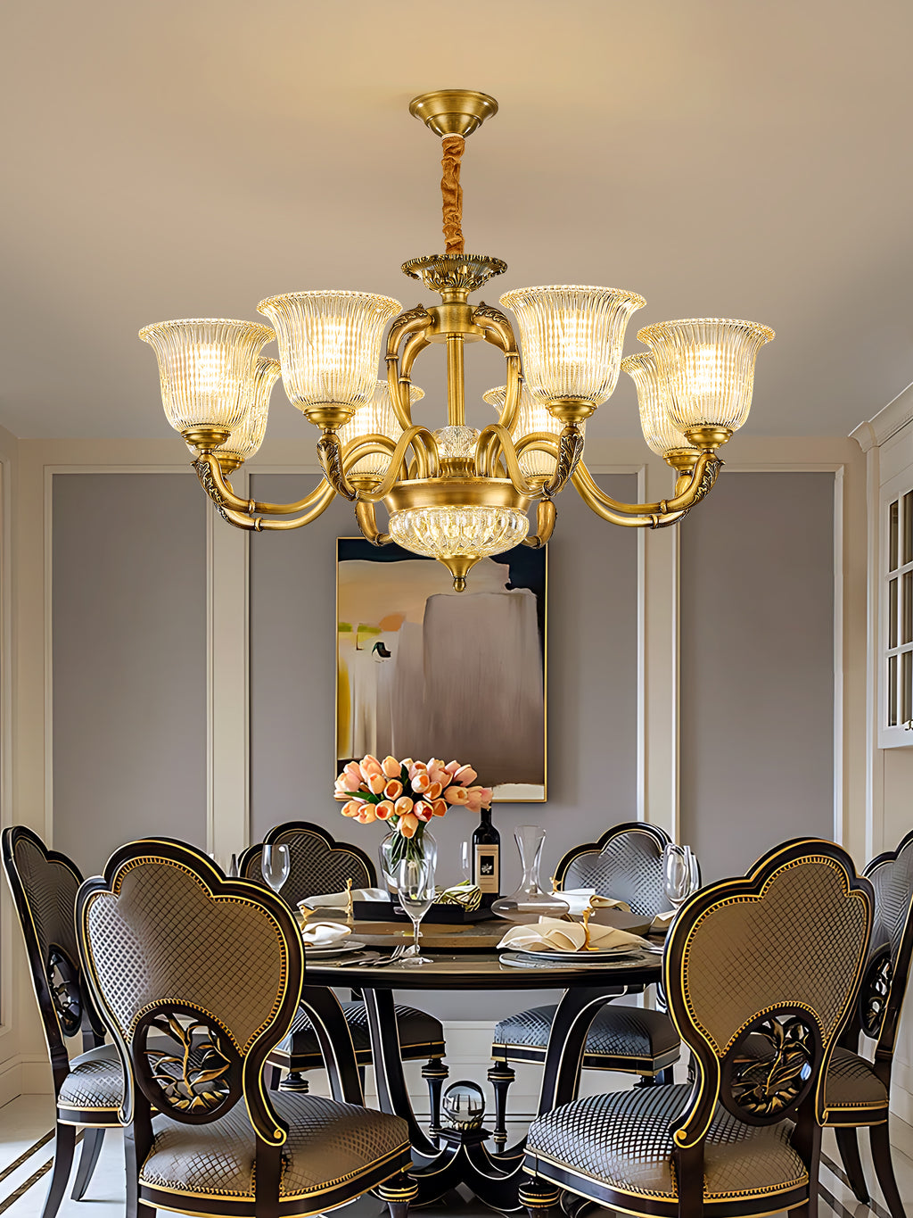 Vintage Copper Crystal Chandelier
