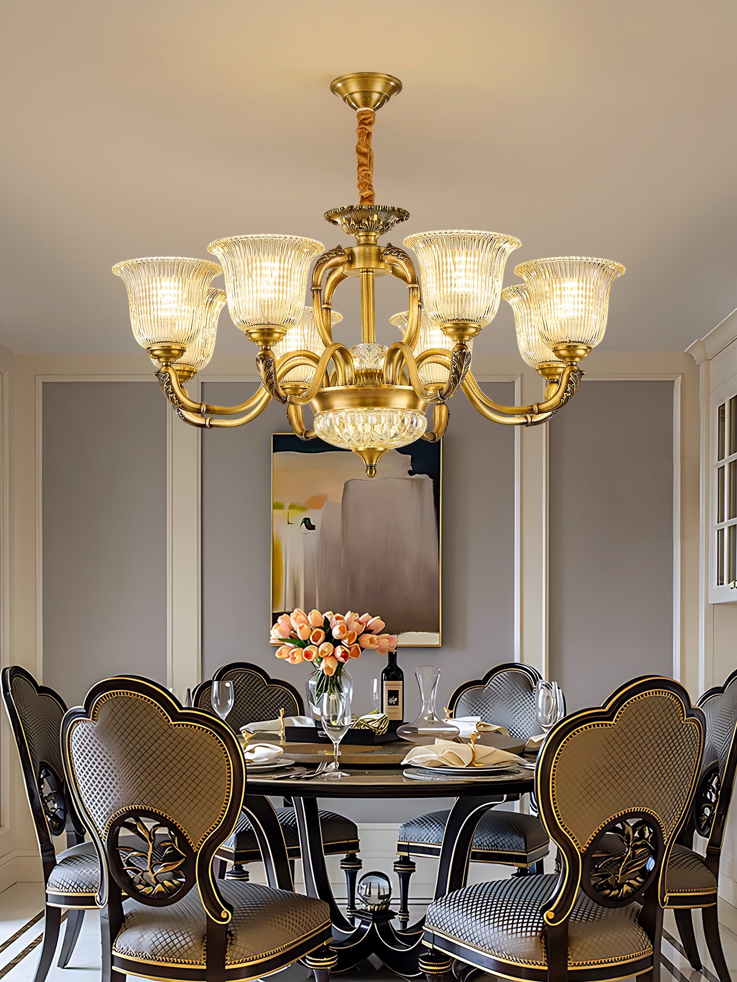 Vintage Copper Crystal Chandelier