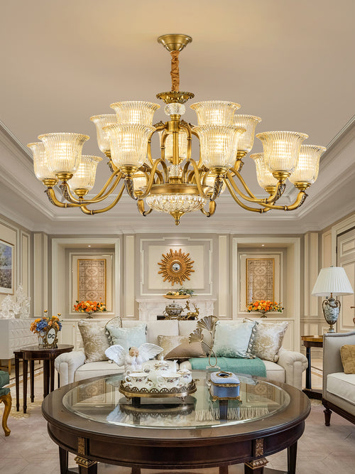 Vintage Copper Crystal Chandelier