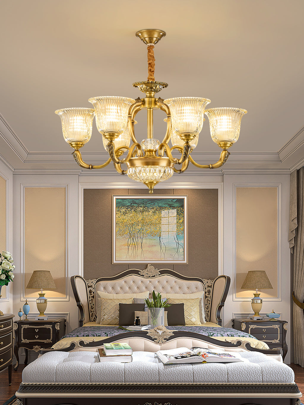 Vintage Copper Crystal Chandelier