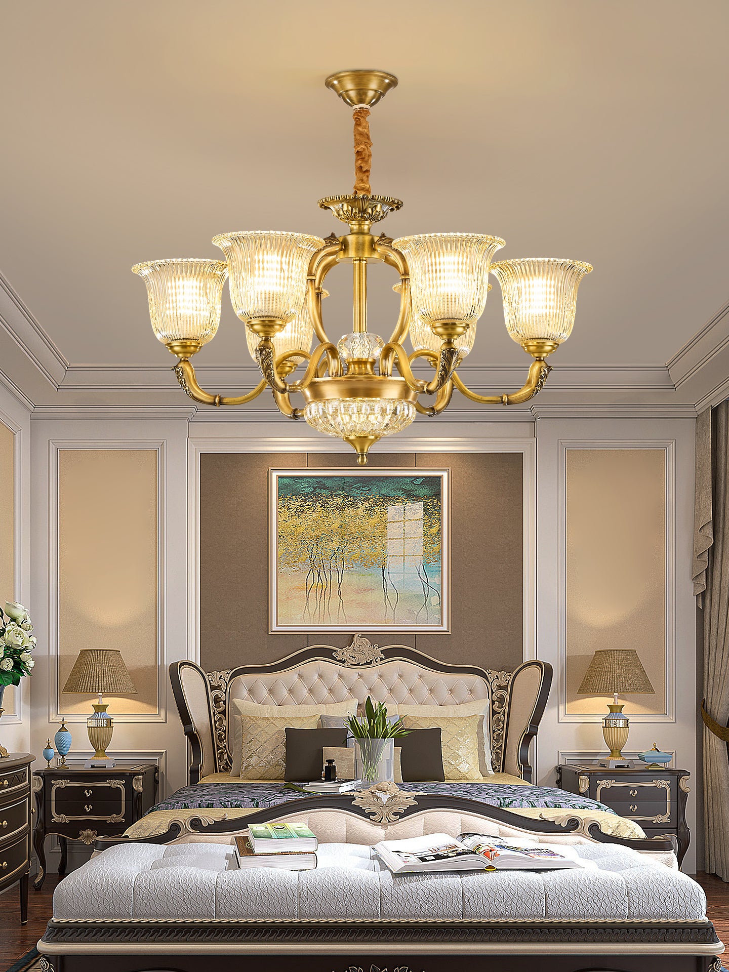 Vintage Copper Crystal Chandelier