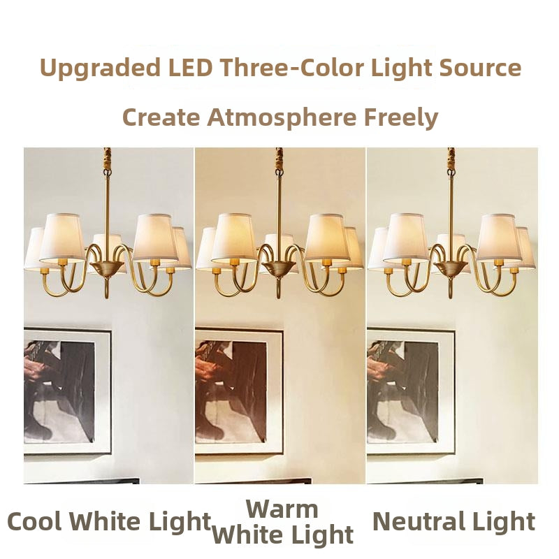 Bronze Farmhouse Fabric Chandelier