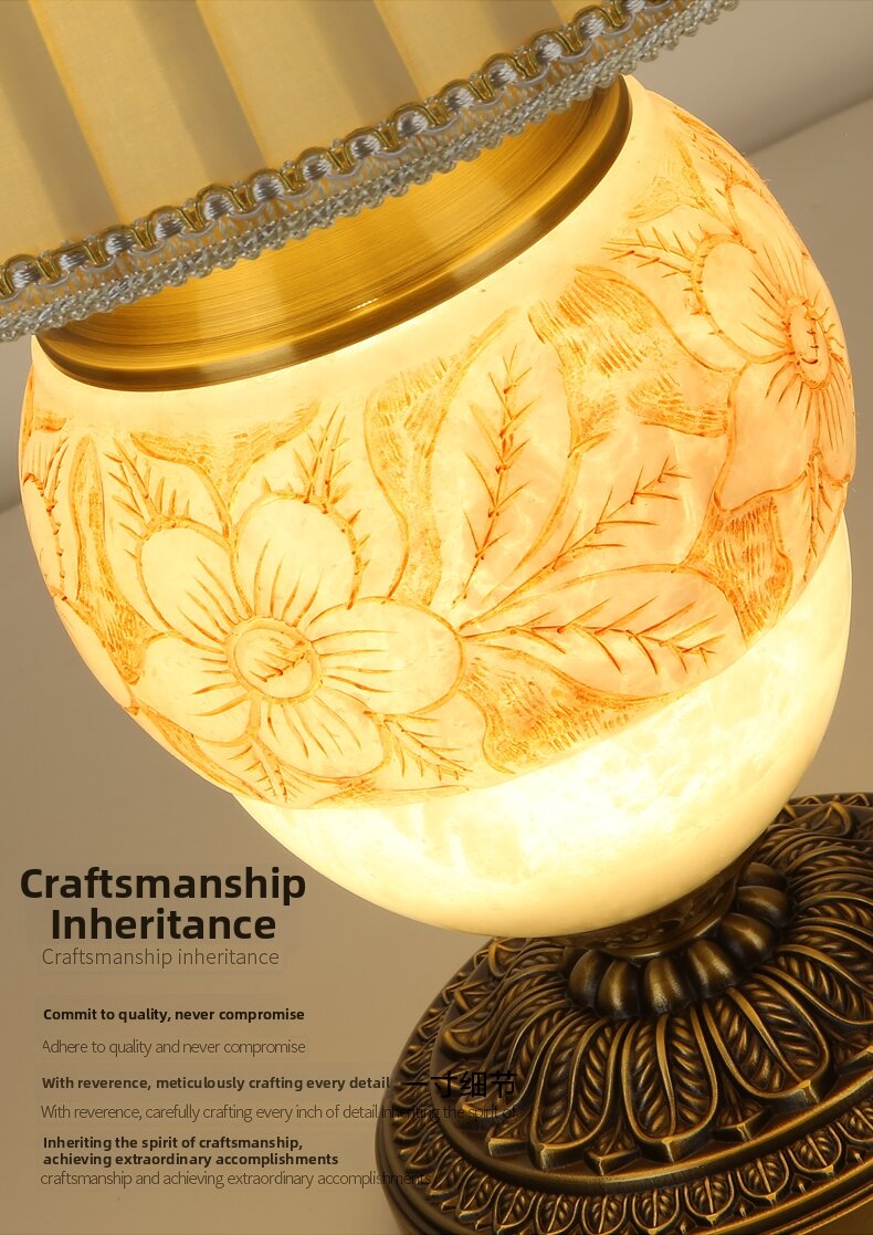 Bronze Marble European Bedside Table Lamp