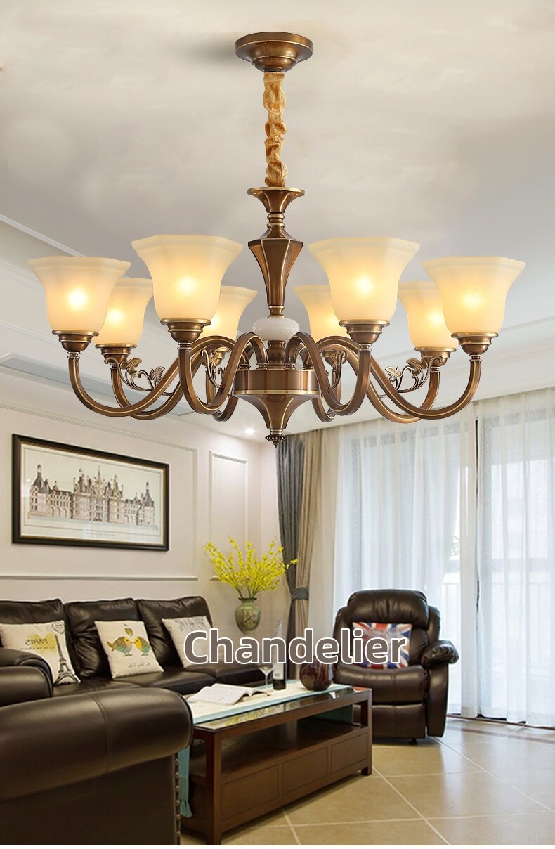 Antique Modern Elegant Copper Living Room Chandelier