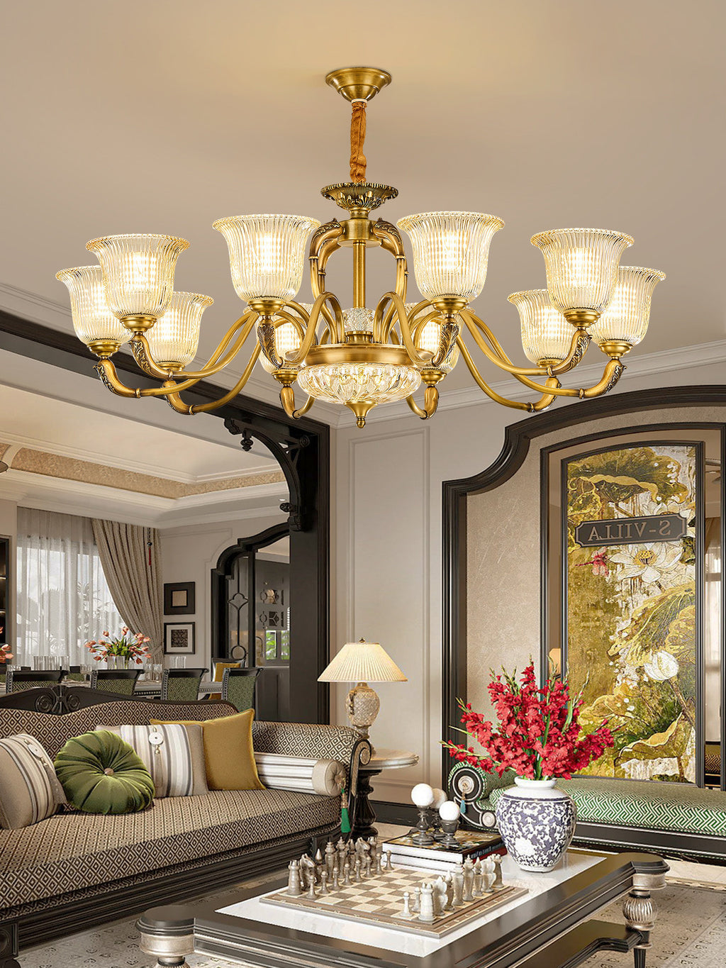 Vintage Copper Crystal Chandelier