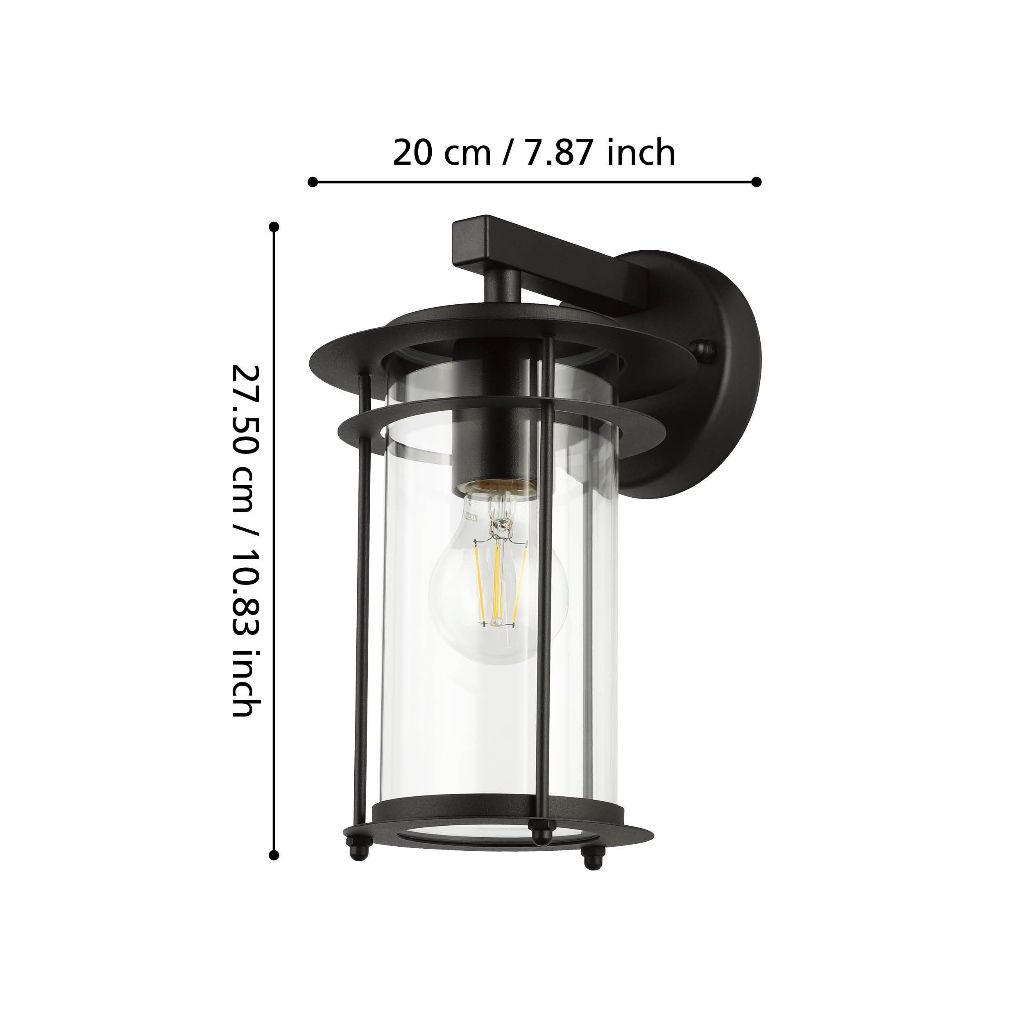 EGLO WALL OUTDOOR 96239 VALDEO STEEL/GLASS BLACK WALL LIGHTING